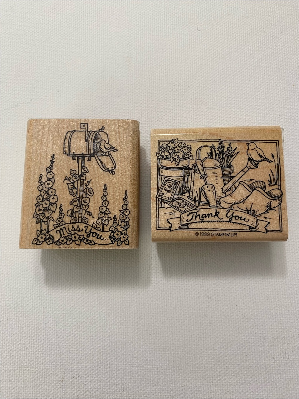 Stampin Up Feathered Friends 1999 Wood Mounted Rubber Stamps Garden Birds